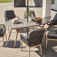 ZARA 6 SEAT BOAT-SHAPED DINING SET WITH 3.0M PARASOL