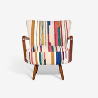 Calvin Armchair In Striped Woven Rag Rug