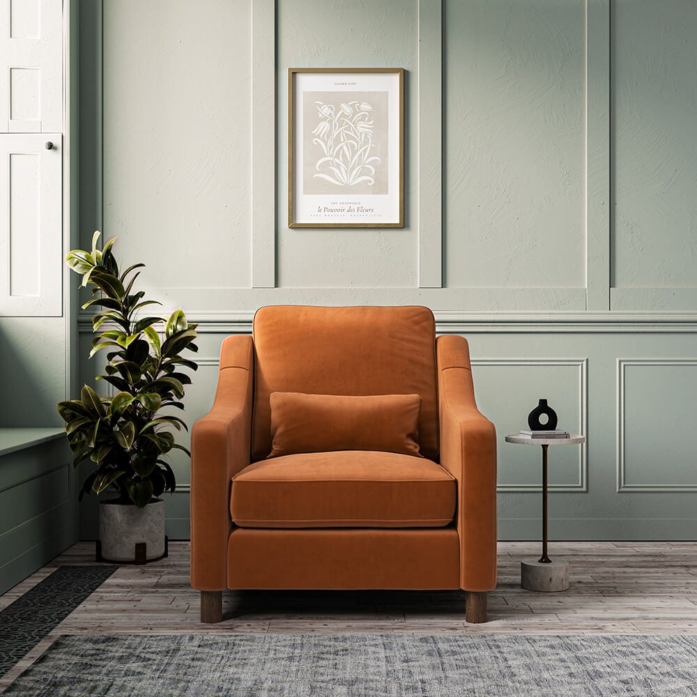 Hampton Armchair In Burnt Easy Velvet
