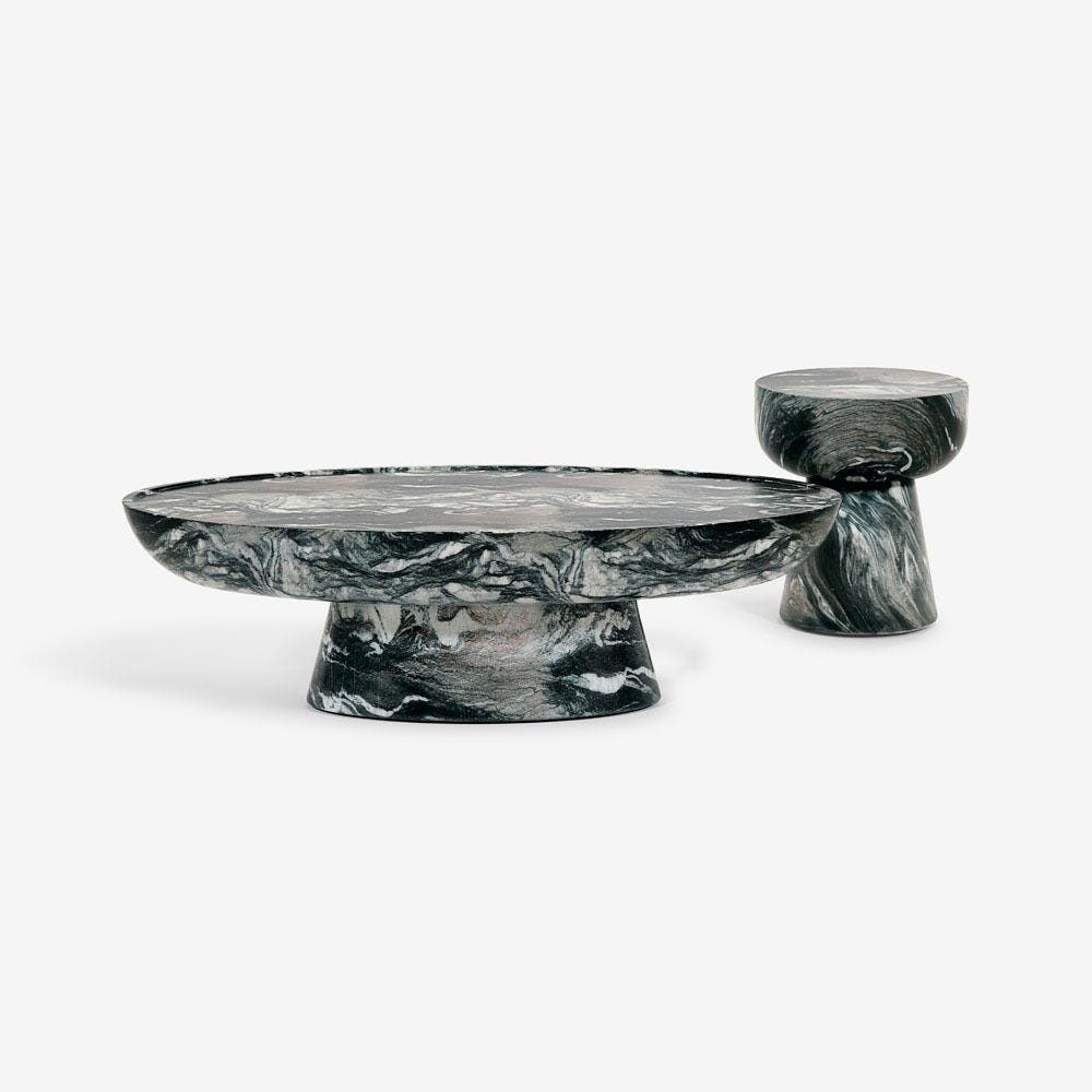 LUCY COFFEE TABLE IN GREEN MARBLE EFFECT