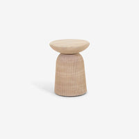 MASON SIDE TABLE / STOOL IN TRAVERTINE FINISH EFFECT