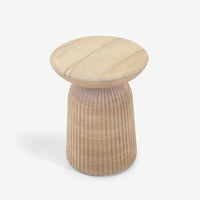 MASON SIDE TABLE / STOOL IN TRAVERTINE FINISH EFFECT