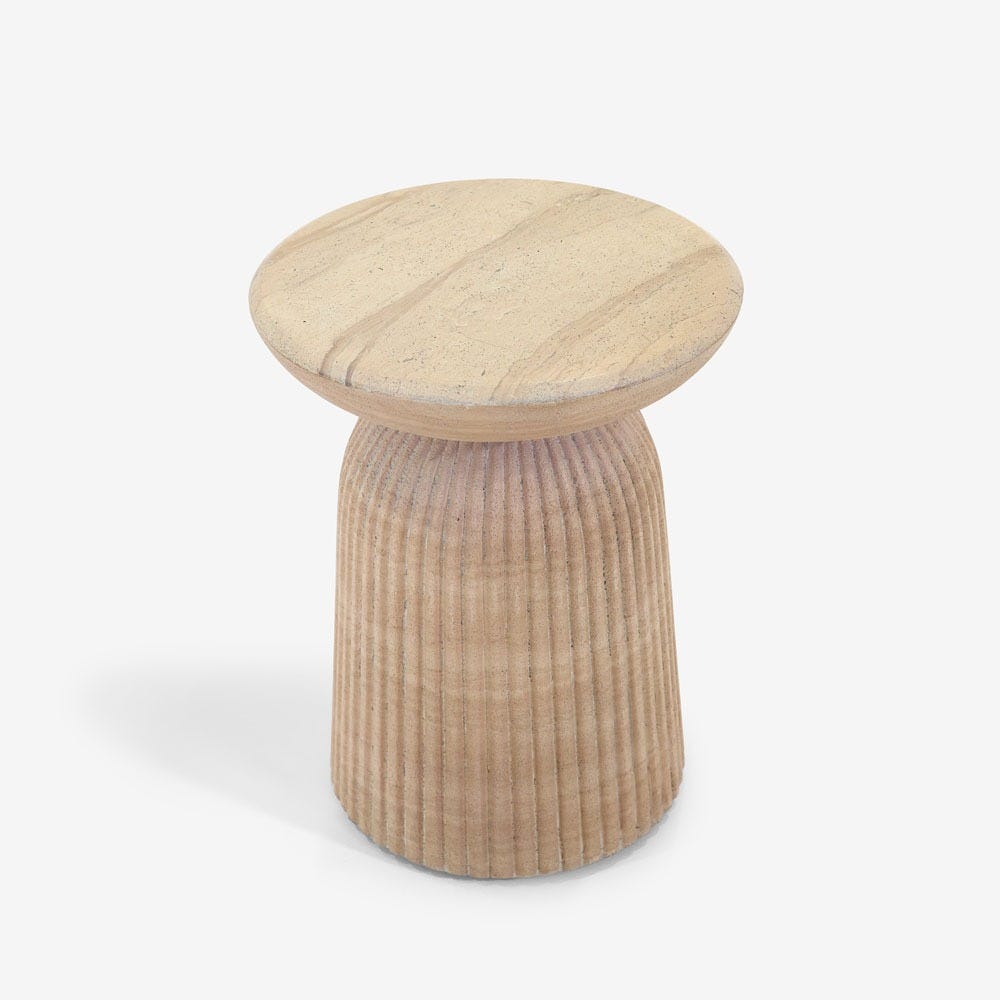 MASON SIDE TABLE / STOOL IN TRAVERTINE FINISH EFFECT