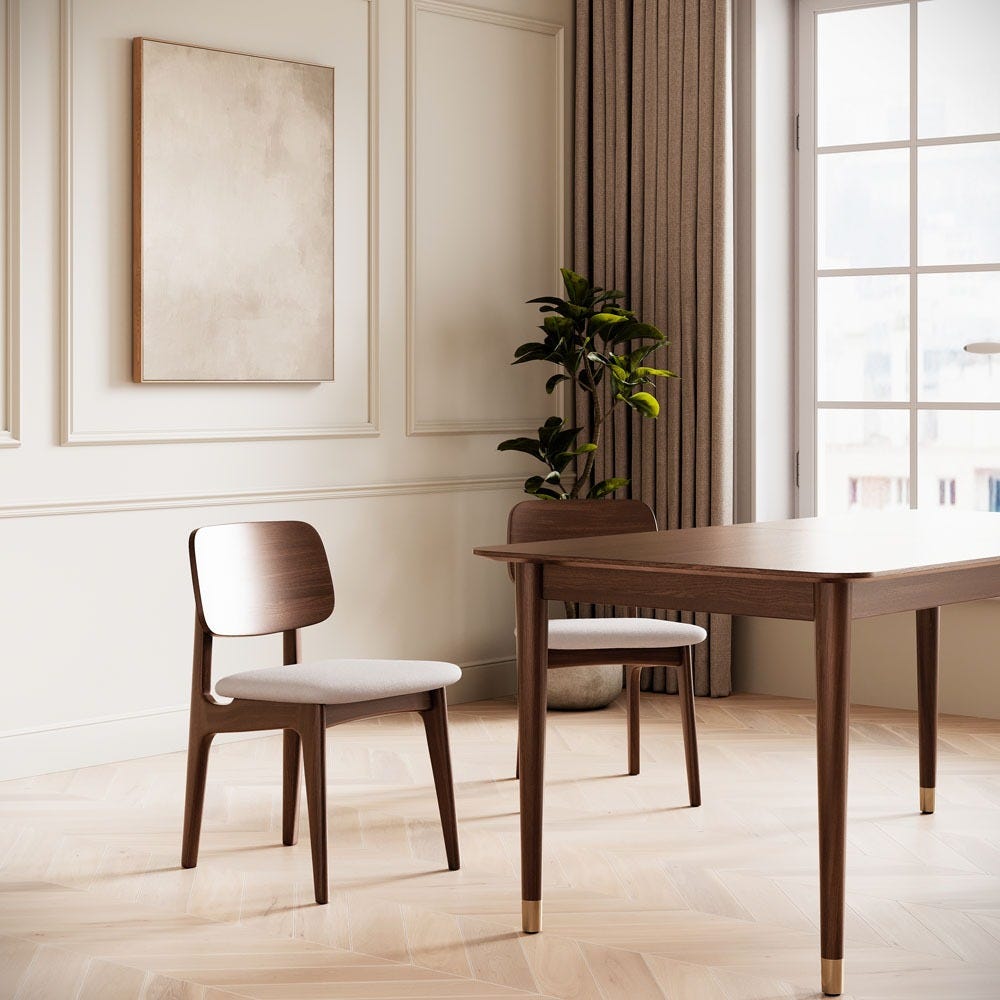 MURRAY DINING CHAIR PAIR- WALNUT STAIN