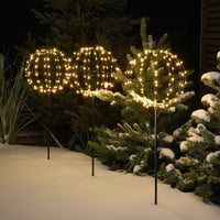 SET OF 3 25CM GLOBE STAKES WITH WARM WHITE LED - CONNECTABLE