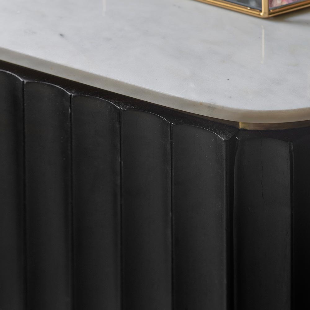 Flute Marble Drinks Cabinet - Black