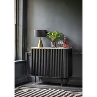 Flute Marble Drinks Cabinet - Black
