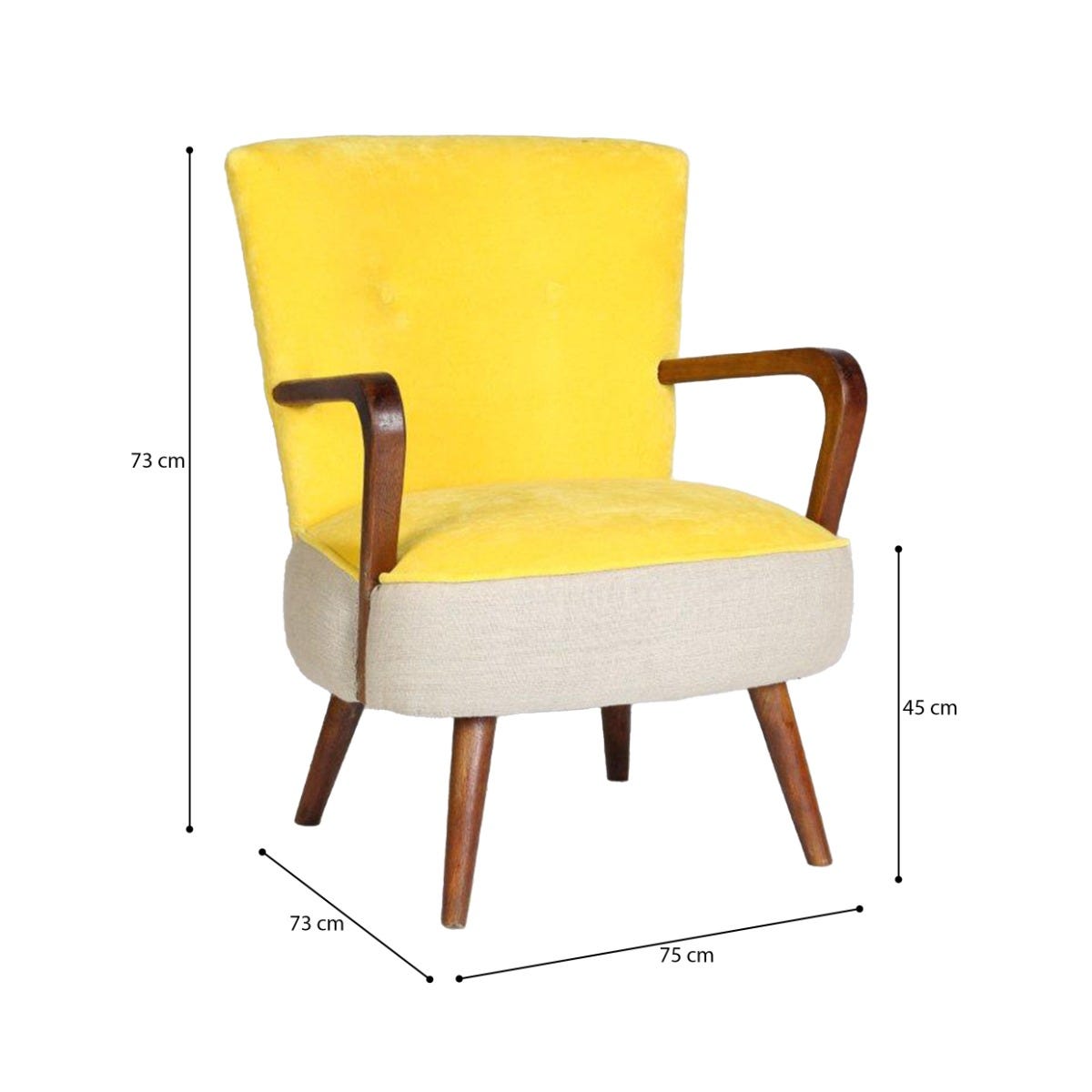 Calvin Armchair In Striped Woven Rag Rug