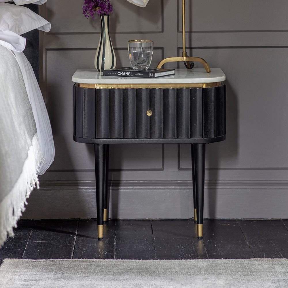 Flute Marble Bedside Drawer