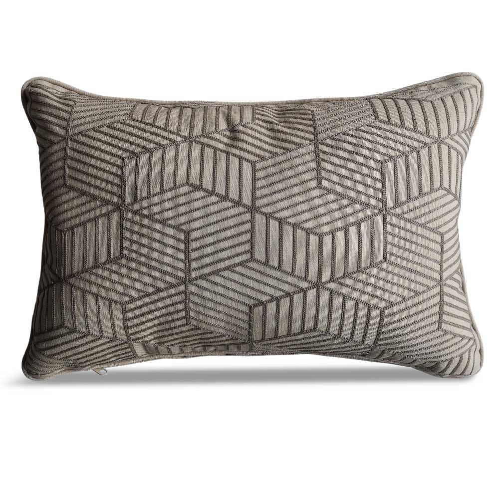 Grey Striped Embroidered Scatter Cushion