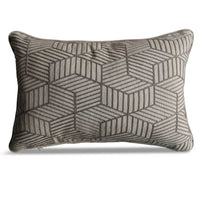 Grey Striped Embroidered Scatter Cushion-40 x 60cm Rectangle