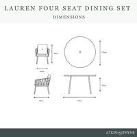 Lauren 4 Seat Dining Set with Parasol