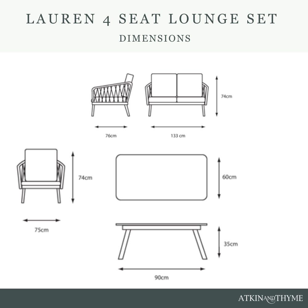 LAUREN 4 SEAT LOUNGE SET IN GREEN