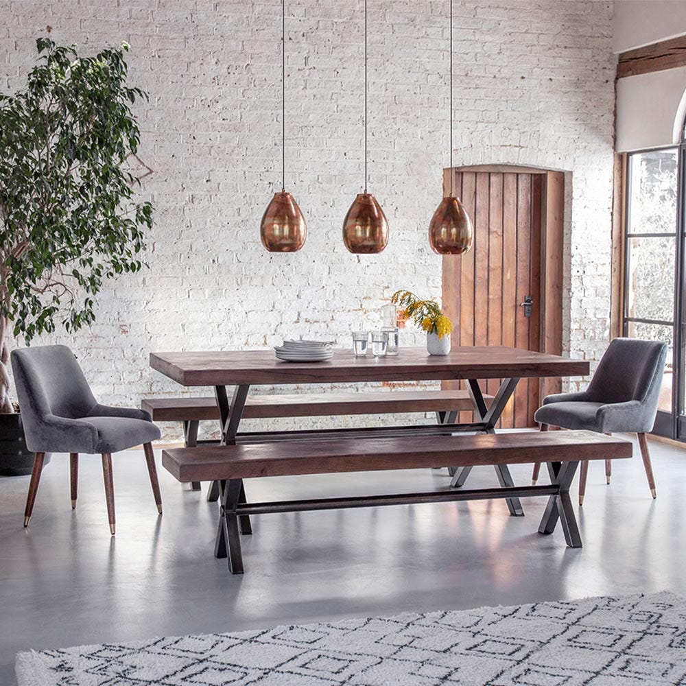 Logan Dining Table Gun Metal Legs Large