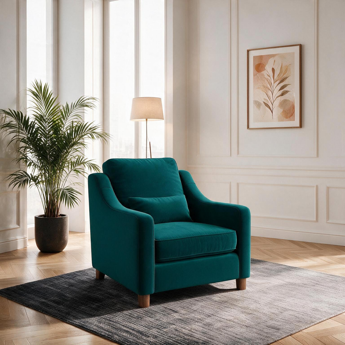 Hampton Armchair In Mallard Eco Velvet