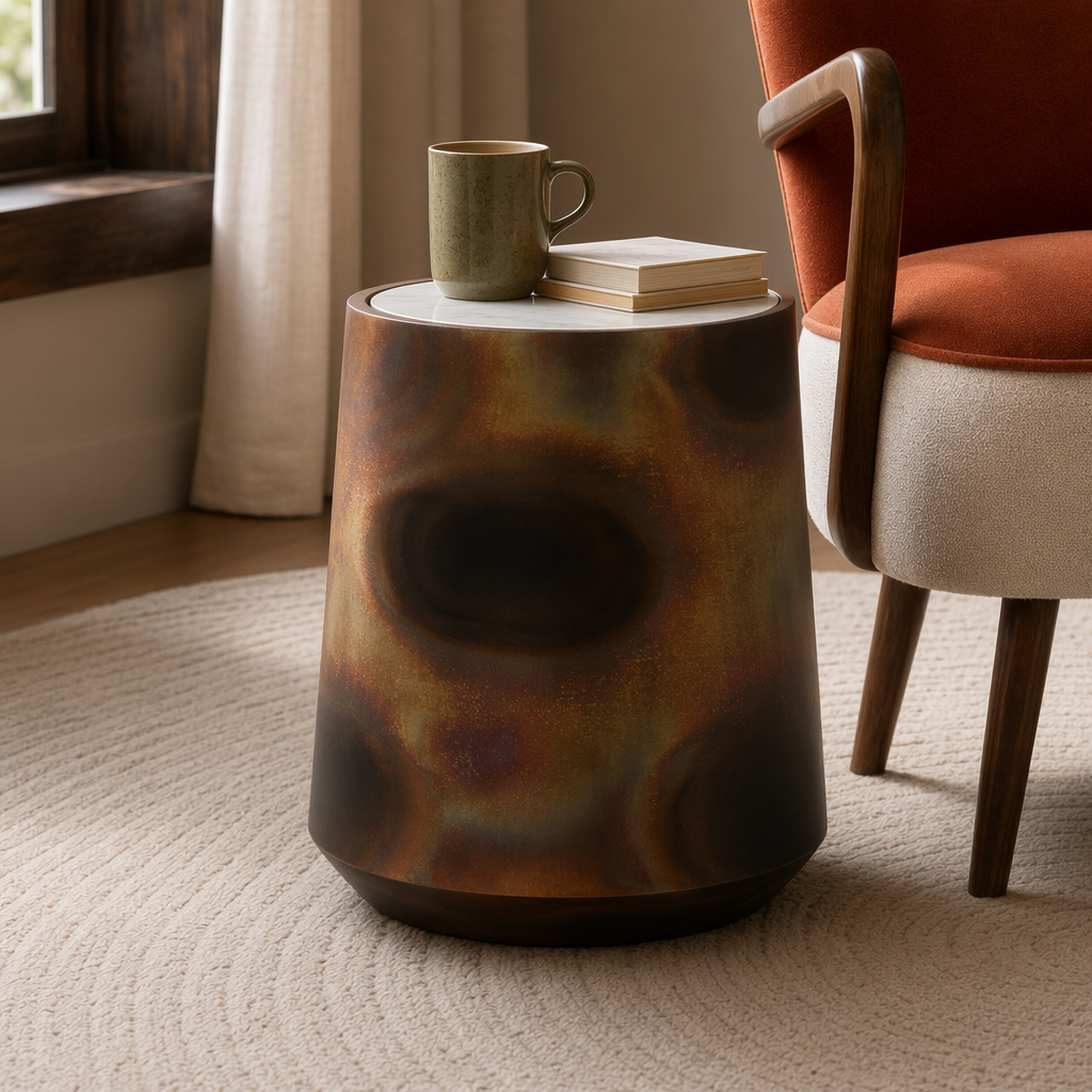 Burnished Marble Side Table