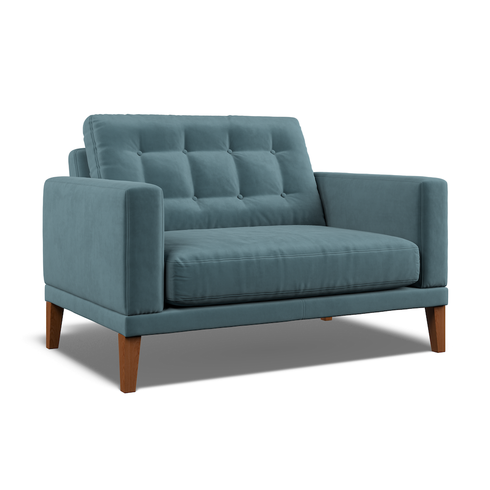 Fitzroy Loveseat In Airforce Easy Care Velvet