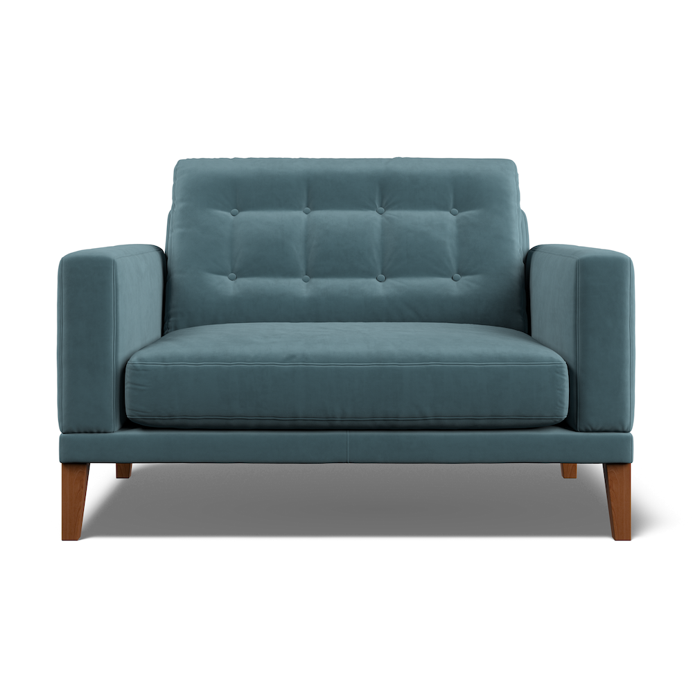 Fitzroy Loveseat In Airforce Easy Care Velvet