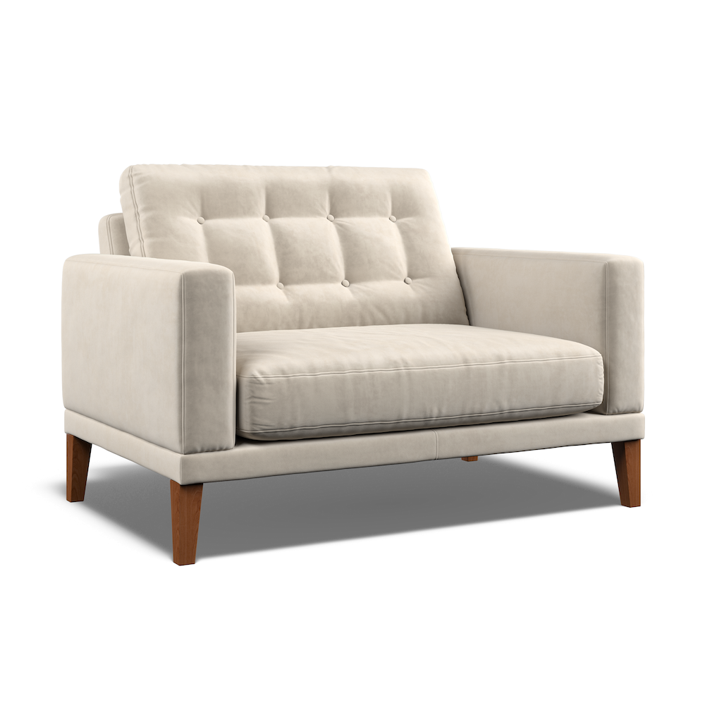 Fitzroy Loveseat In Bone Easy Care Velvet