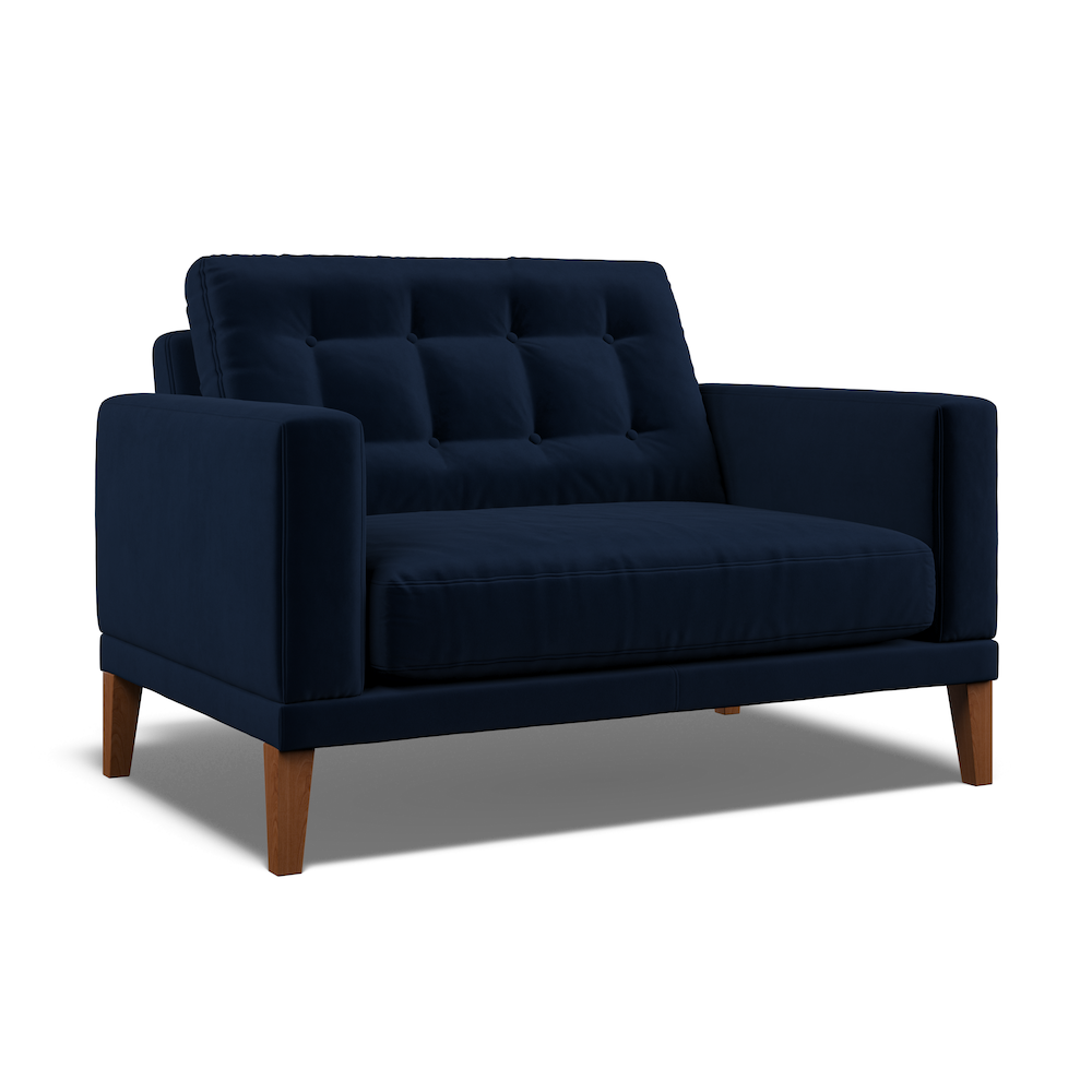 Fitzroy Loveseat In Indigo Easy Care Velvet