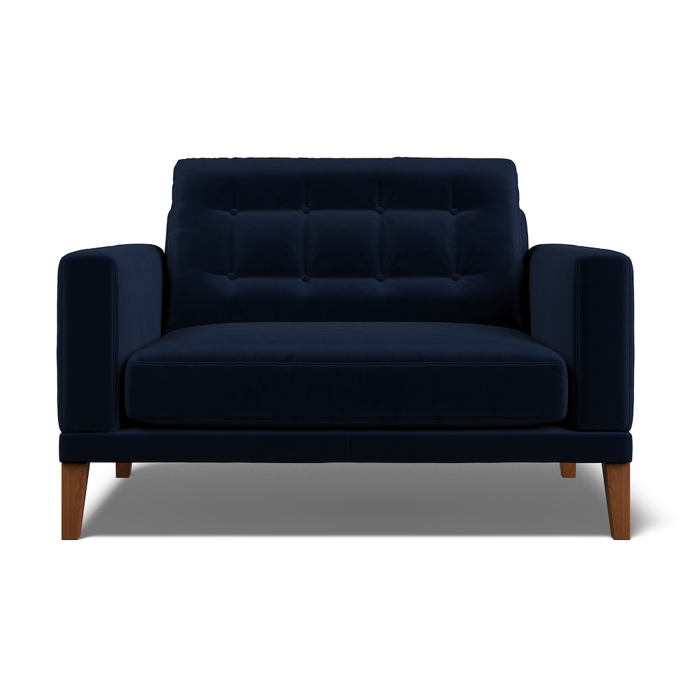 Fitzroy Loveseat In Indigo Easy Care Velvet