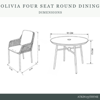 OLIVIA WHEAT 4 SEAT ROUND DINING SET
