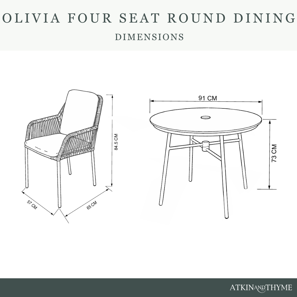 OLIVIA WHEAT 4 SEAT ROUND DINING SET