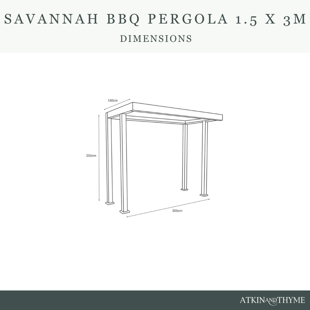 1.5M X 3M SAVANNAH BIRCH BBQ PERGOLA
