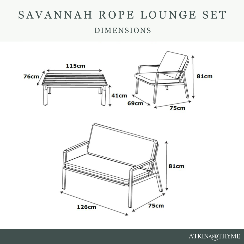Savannah Rope Lounge Set - Oak