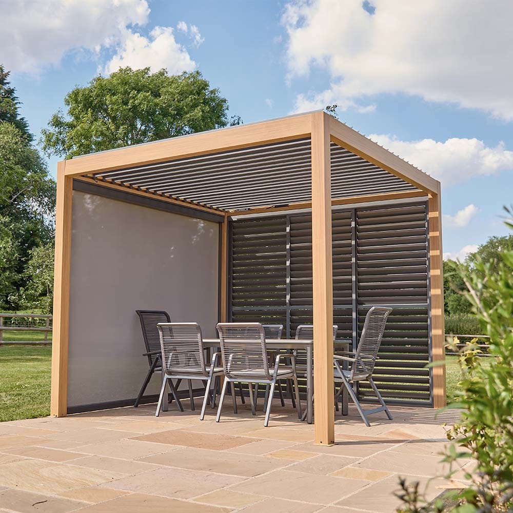 3 X 3M SAVANNAH PERGOLA WITH LIGHTS OAK