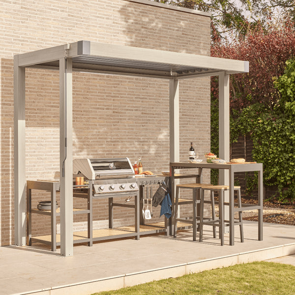 Savannah BBQ Pergola 3m x 1.5m - Birch Effect