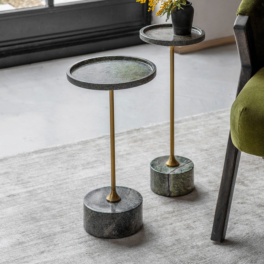 Atkin & Thyme Union Nesting Side Tables - Green Marble