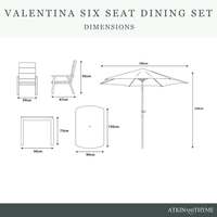 VALENTINA 6 SEAT DINING SET WITH 3.0M PARASOL