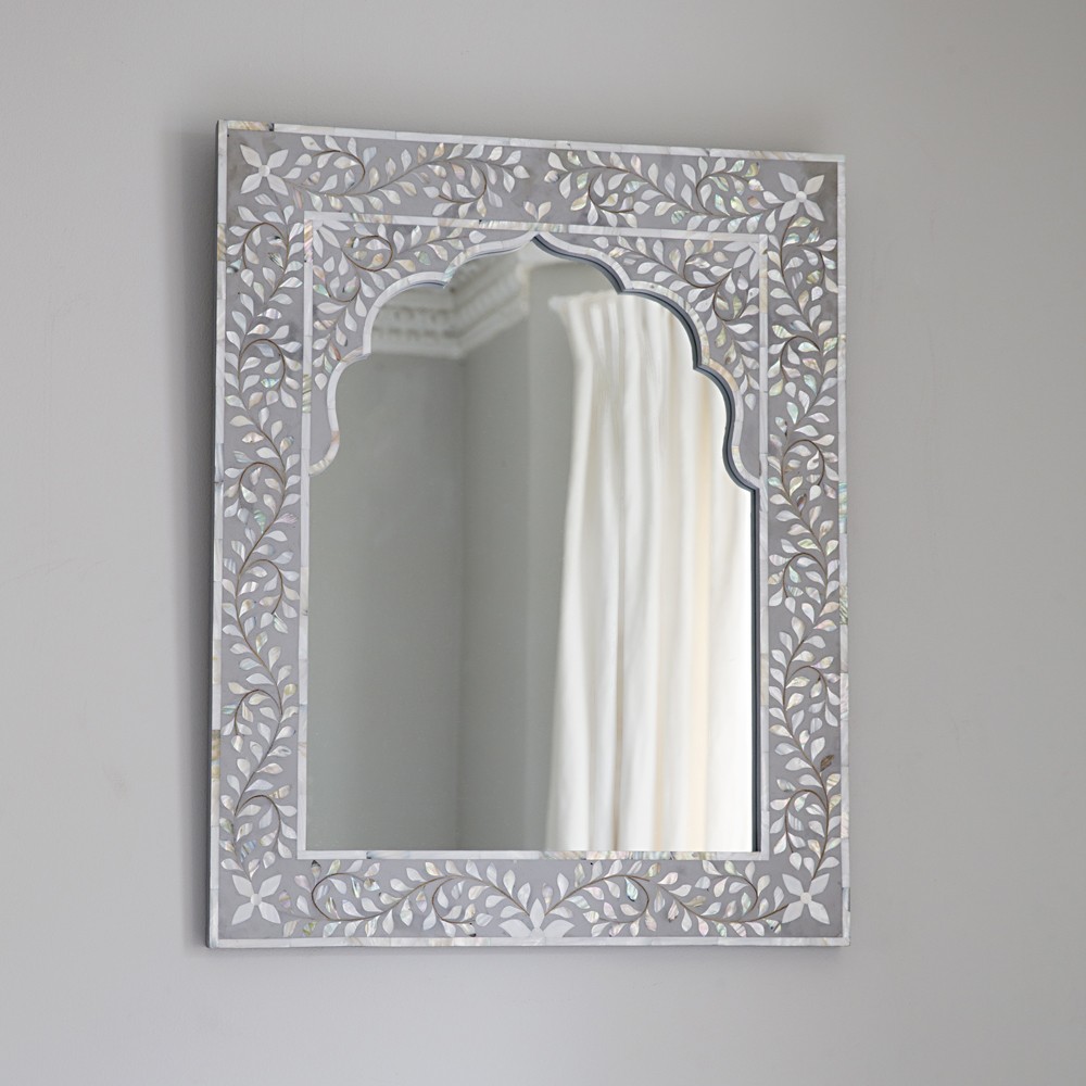 Kasbah Mother of Pearl Wall Mirror in Steeple Grey Kasbah Mother of Pearl Wall Mirror in Steeple Grey
