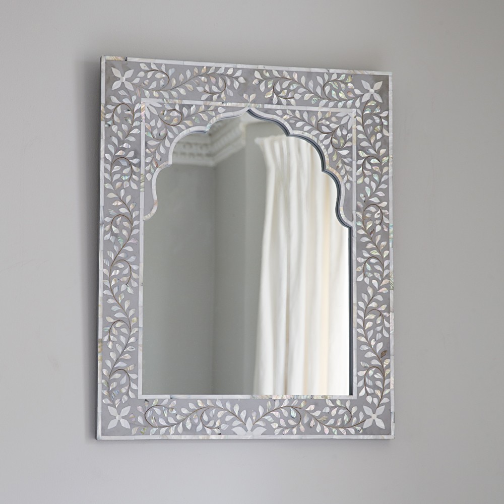 Kasbah Mother of Pearl Wall Mirror in Steeple Grey