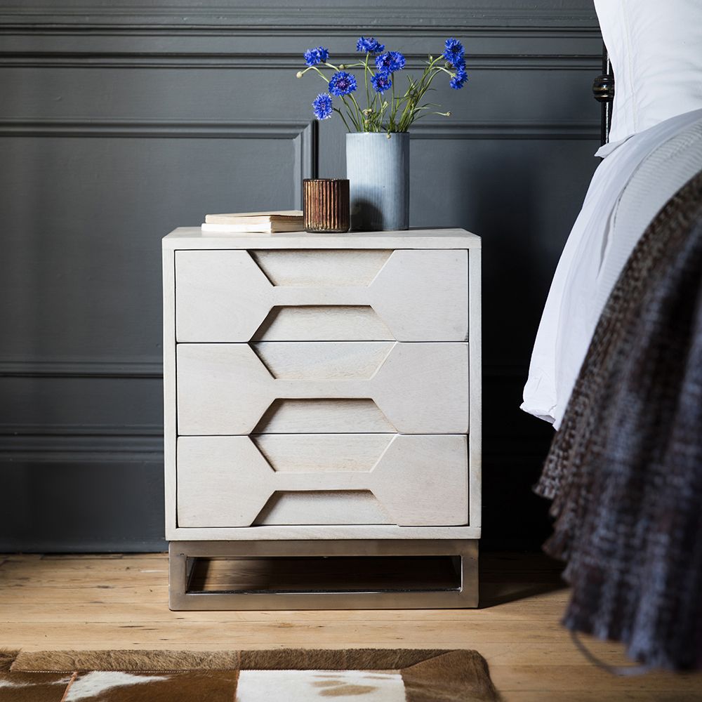 Hex Bedside Chest White Wash Bedside Drawers Atkin And Thyme
