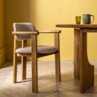 Cora Oak Dining Chair In Neutral Boucle