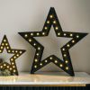 Rustic Black Wood Stars - Set Of 2