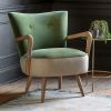 Calvin Olive Green Armchair in Velvet and Linen