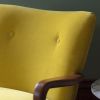 Calvin Armchair in Mustard Yellow Velvet and Linen