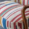 Calvin Armchair In Striped Woven Rag Rug