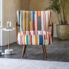 Calvin Armchair In Striped Woven Rag Rug