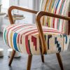 Calvin Armchair In Striped Woven Rag Rug
