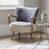 Calvin Armchair in Grey Velvet and Linen