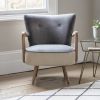 Calvin Armchair in Grey Velvet and Linen