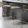 Ella Metal Barstool - Grey Velvet