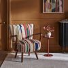 Calvin Armchair In Striped Woven Rag Rug