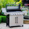 Atkin and Thyme Grillstream Hybrid Gas/Charcoal BBQ in Stainless Steel - 6 Burner Left Side 