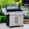 Atkin and Thyme Grillstream Hybrid Gas/Charcoal BBQ in Stainless Steel - 6 Burner Left Side 