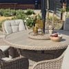 Atkin and Thyme Karla 6 Seat Dining Set With Weave Lazy Susan and 3m Parasol Table Top